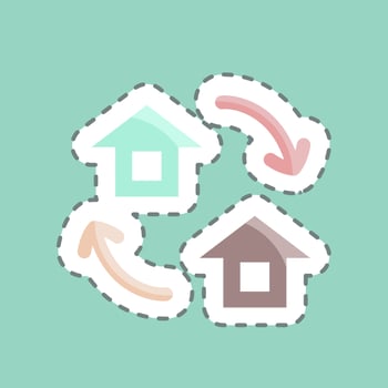 Sticker line cut Change. suitable for education symbol. simple design editable. design template vector. simple illustration vector