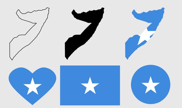 Federal Republic of Somalia map flag icon set vector