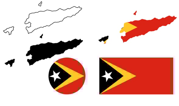 Democratic Republic of Timor Leste map flag icon set vector