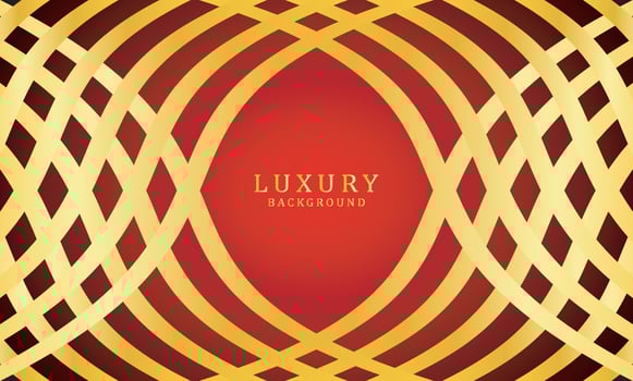 Red luxury background with gold line decoration vector