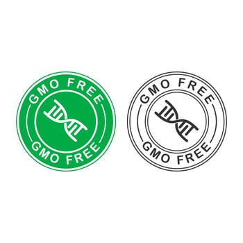 GMO free logo. Vector green non GMO logo sign for healthy food package design.