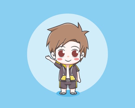 Cute boy in summer time cartoon illustration vector