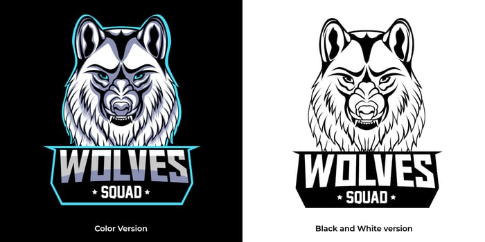 white wolves mascot esport logo design vector