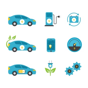 Set of Electric Car Technology Icons vector