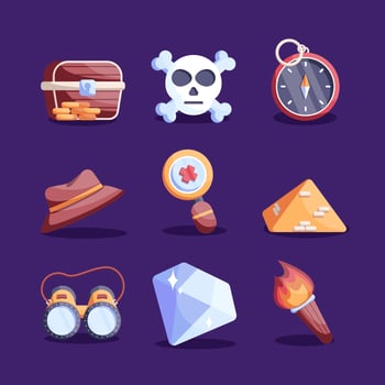 Treasure Hunters Icons Set vector