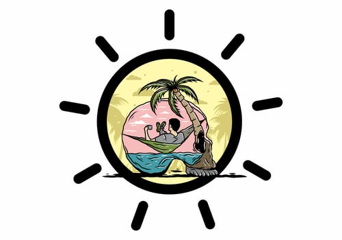 Man on hammock in skull shape illustration vector