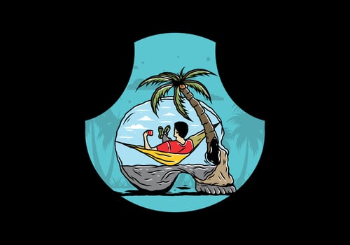 Man on hammock in skull shape illustration vector