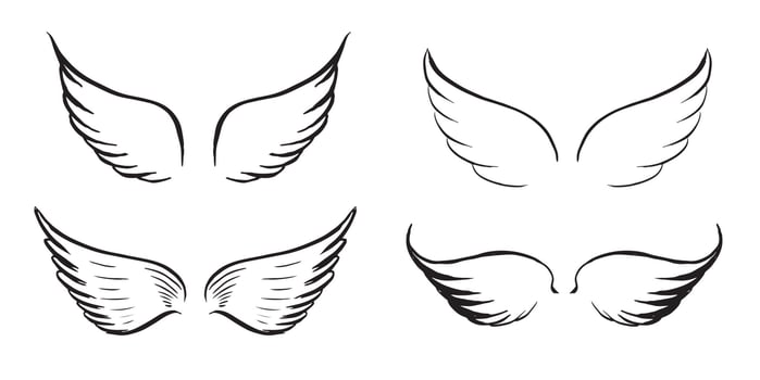 Angel wings vector hand drawn illustration