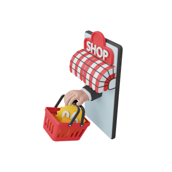 3d rendering shopping online isolated. useful for e-commerce or business online design illustration png