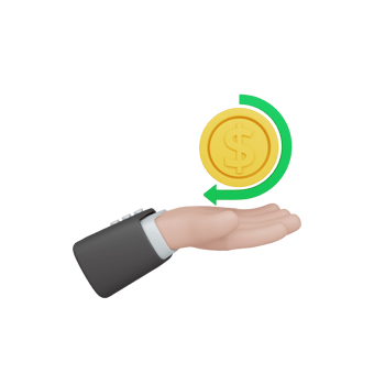 3d rendering refund isolated. useful for e-commerce or business online design illustration premium png