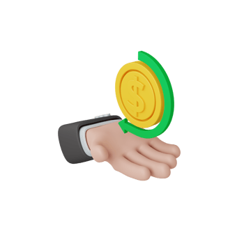 3d rendering refund isolated. useful for e-commerce or business online design illustration premium png