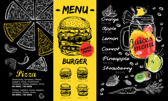 Restaurant cafe menu, template design. Food flyer. vector
