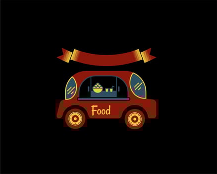 food truck logo design with minimalist red color vector