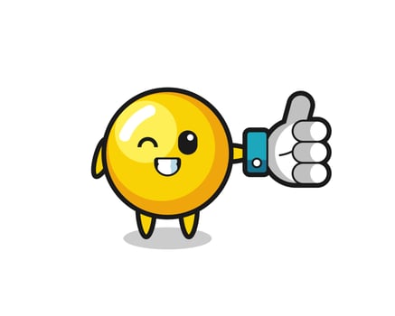cute egg yolk with social media thumbs up symbol vector