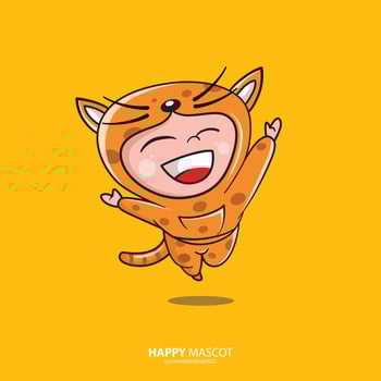 Illustration logo mascot design happy kids symbol vector