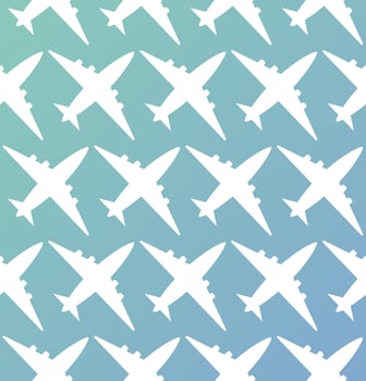 Seamless pattern with plane. Passenger airliner. Flat vector illustration. Print concept for textile fabrics and wrapping paper.