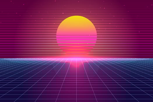 Retro Sci-Fi futuristic background 1980s and 1990s style 3d illustration. Digital landscape in a cyber world. For use as design cover vector