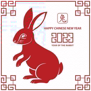 Happy Chinese new year 2023 Zodiac sign, year of the Rabbit vector