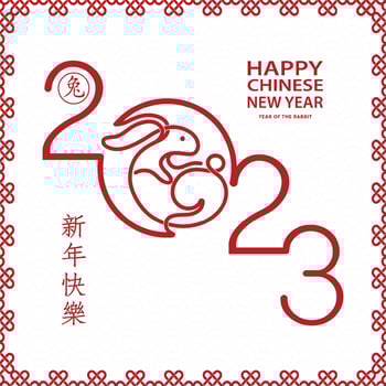 Happy Chinese new year 2023 Zodiac sign, year of the Rabbit vector
