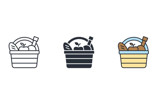 Picnic basket icons  symbol vector elements for infographic web