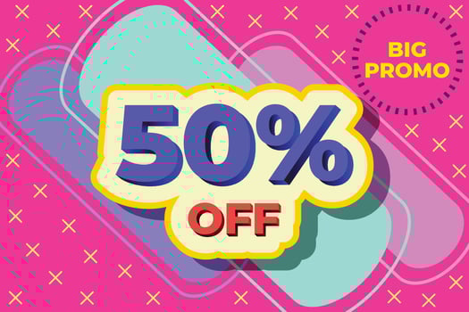 Big promo 50 percent off template for discount design vector