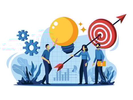 Business marketing strategy target management vector illustration