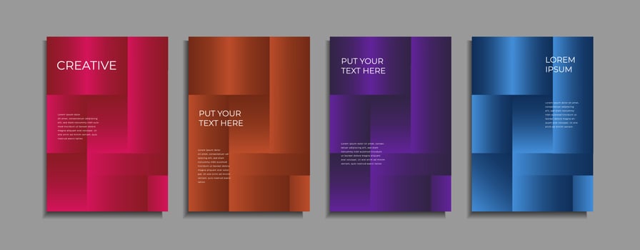 Set of minimal covers design. Colourful gradient vector background. Modern template design for cover or web