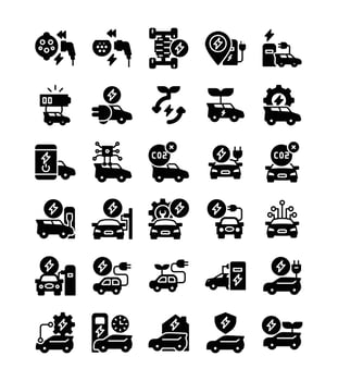 electric vehicle silhouette solid glyph web icon vector