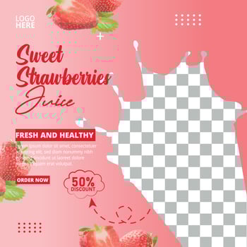 Special strawberry Juice Sale social media post design vector