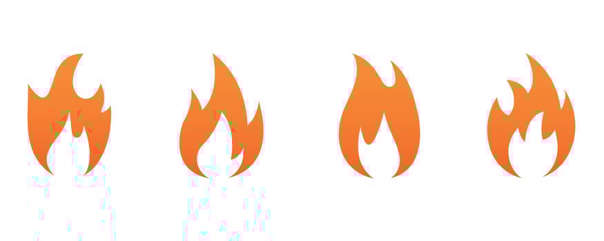Fire icon collection. Fire flame symbol. Bonfire silhouette logotype. Flames symbols set flat style. Vector illustration