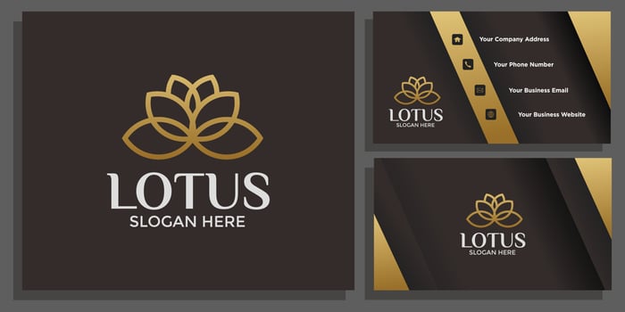 luxury lotus flower logo with business card vector