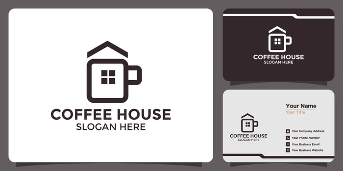 coffee house design logo with business card vector