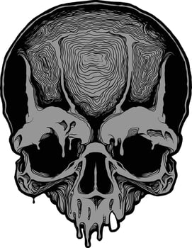 Decorative human skull. Design template for tattoo, print, cover. Vector illustration.