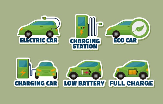 Modern Electric Car Sticker Set vector