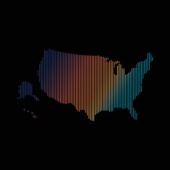 United States map design with colorful stripes style vector