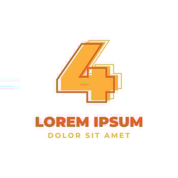 number 4 trippy outline with fresh bright color alphabetic vector logo design element