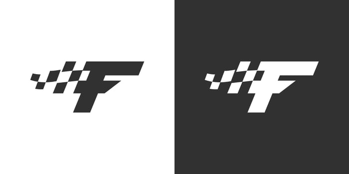 Letter R vector logo design with Race flag design