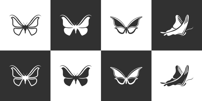 Set of Butterfly vector logo design template.