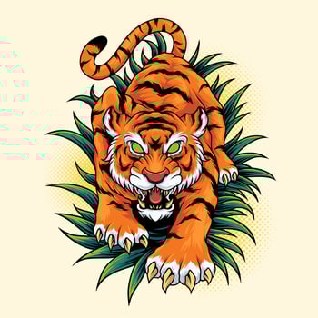 Tiger sneaking in the jungle vector