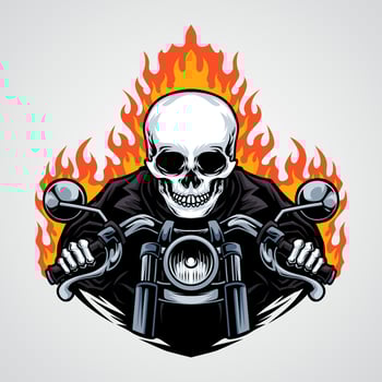 Skull biker emblem vector