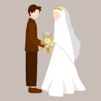 Flat Muslim wedding couple illustration vector