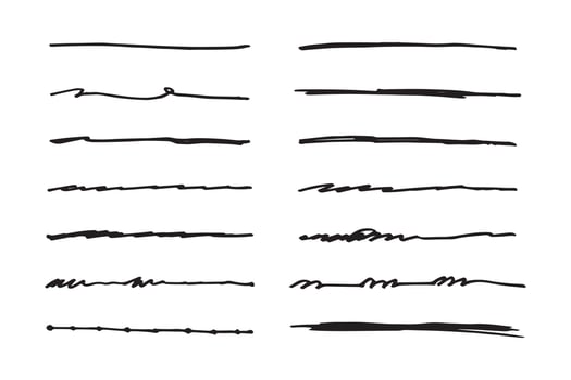 Vector set of hand drawn underline.