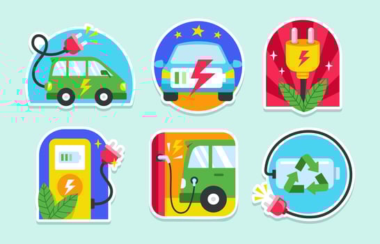 Electric Car Sticker Collection vector