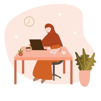 Muslim woman working vector