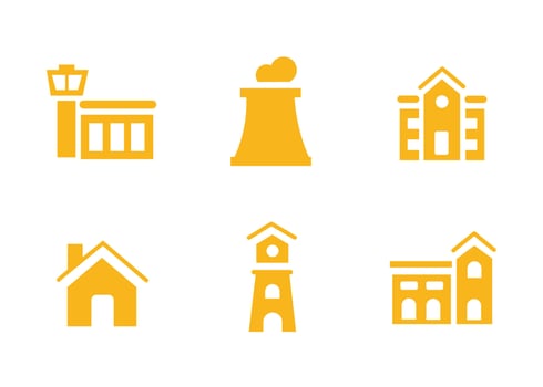 vector design, industrial building shape icon set