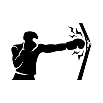Boxing training vector. Silhouette boxing training vector