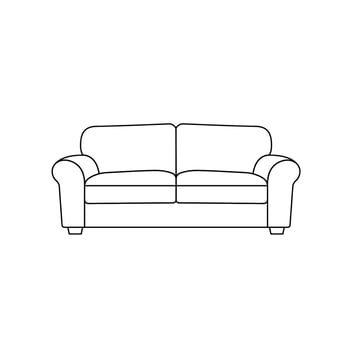 Sofa Outline Icon Illustration on Isolated White Background vector