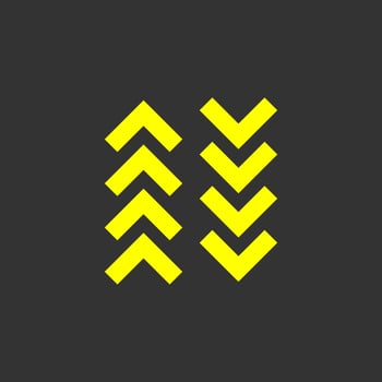 Yellow Arrow icons. vector illustration. Different shape concept, internet button isolated on gray background, graphic design. Collection of modern color style for website, app, web page and interface