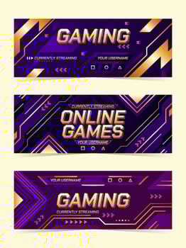 Online Streaming Banner Gaming Templates Set vector
