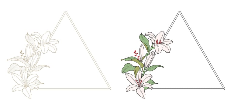 lily flower frame with triangle border vector